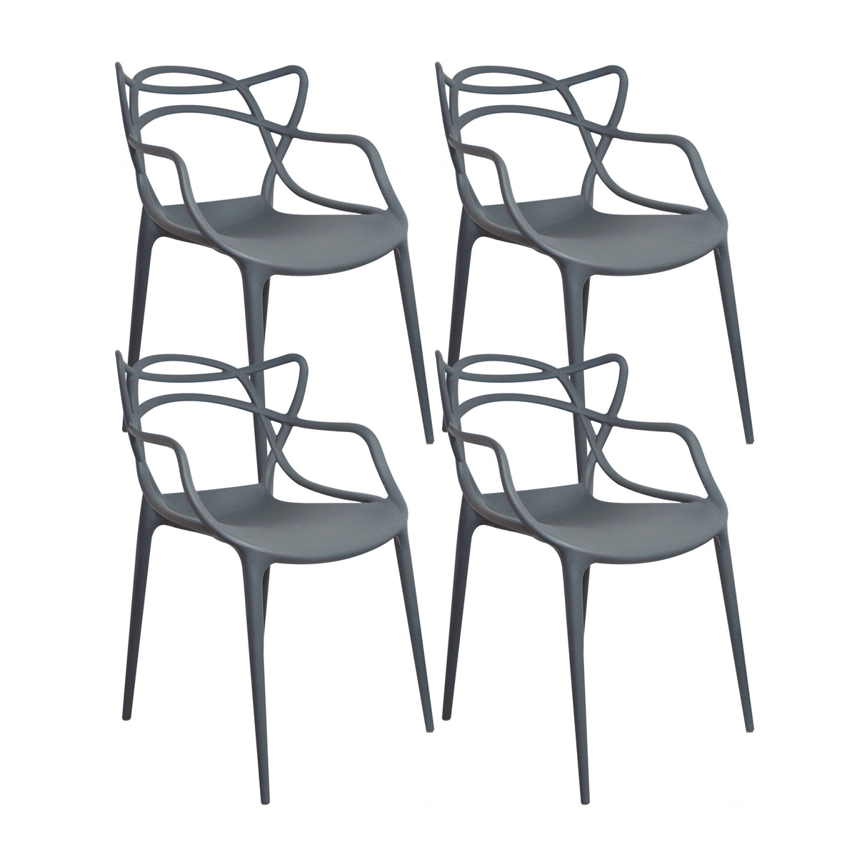 Kit x 4 Sillas para Exteriores Solna 54 cm Gris Europeo con Apoya Brazos - Sillas de Exterior | Bylmo