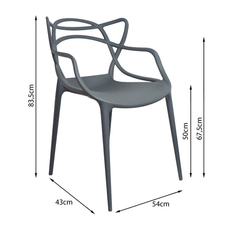 Kit x 4 Sillas para Exteriores Solna 54 cm Gris Europeo con Apoya Brazos - Sillas de Exterior | Bylmo