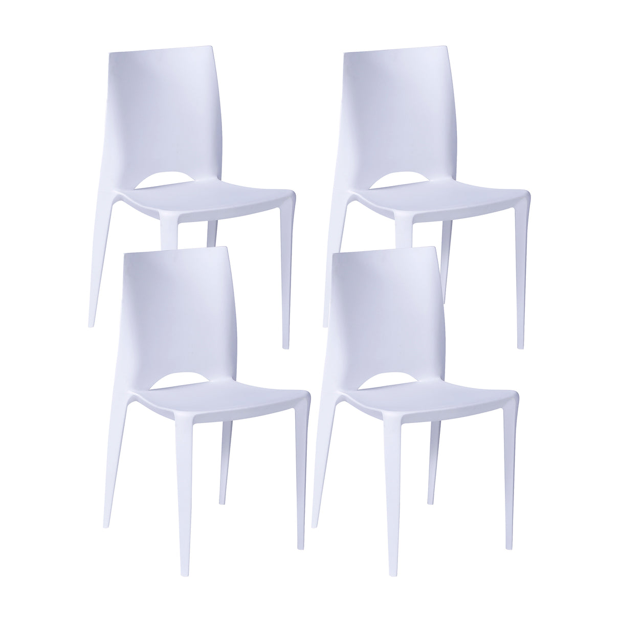 Kit x 4 Sillas para Exteriores Zoé 42 cm Blanco Polipropileno sin Apoya Brazos - Sillas de Exterior | Bylmo