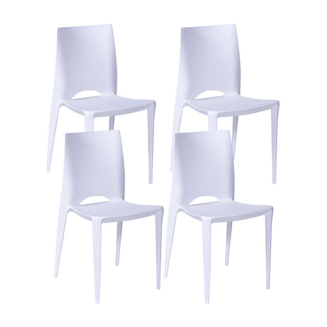 Kit x 4 Sillas para Exteriores Zoé 42 cm Blanco Polipropileno sin Apoya Brazos - Sillas de Exterior | Bylmo