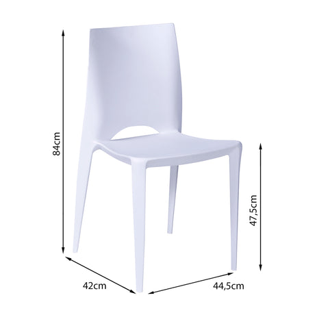 Kit x 4 Sillas para Exteriores Zoé 42 cm Blanco Polipropileno sin Apoya Brazos - Sillas de Exterior | Bylmo