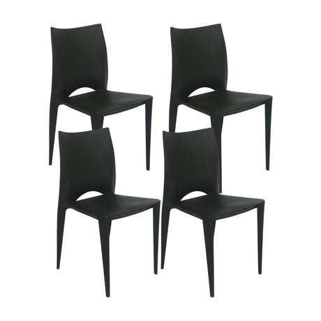 Kit x 4 Sillas para Exteriores Zoé 42 cm Negro Polipropileno sin Apoya Brazos - Sillas de Exterior | Bylmo