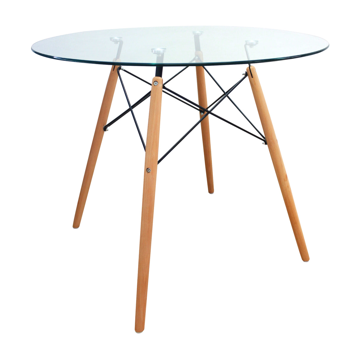 Comedor DKR Eames Vidrio 90x90 cm Transparente 4 Puestos - Comedores | Bylmo