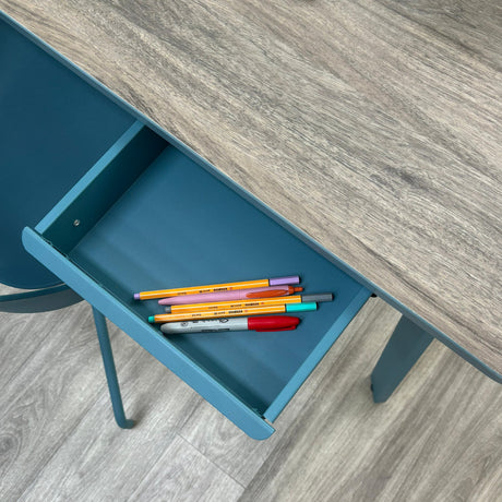 Escritorio Gemma Compacto Azul Pastel 120x73cm Estructura Metálica - ESCRITORIOS | Bylmo