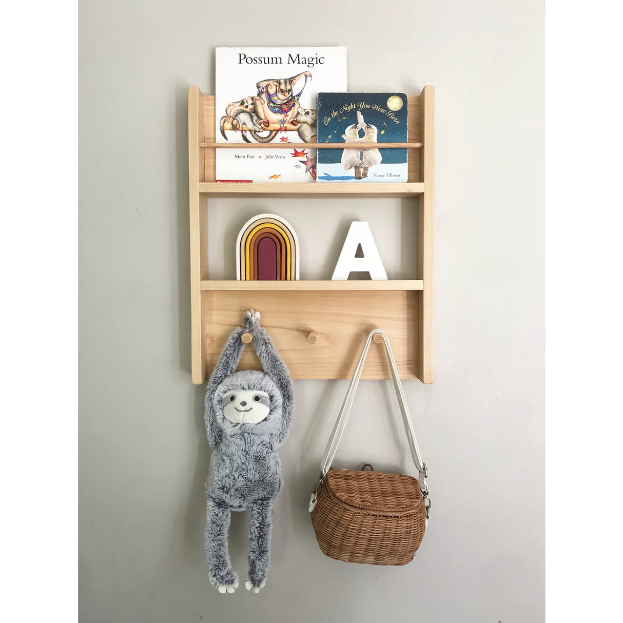 Repisa Joy Kids Madera Pino 44x53 cm Café con 2 Entrepaños Moderno - Repisas y Percheros | Bylmo