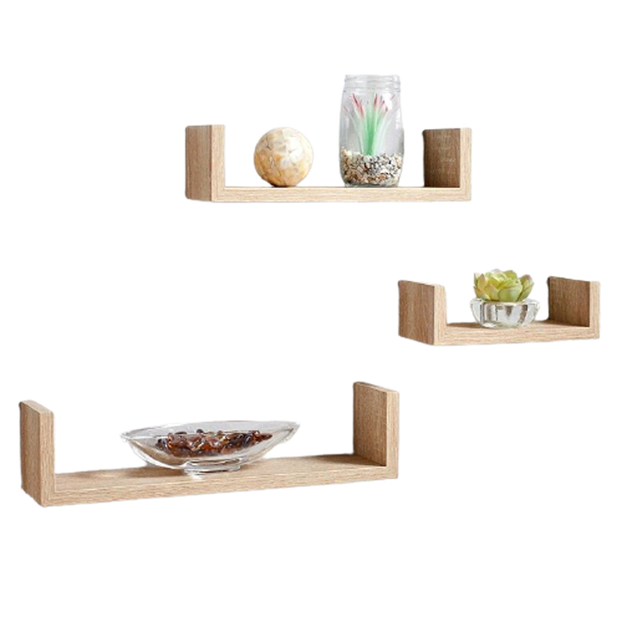 Set de 3 Repisas Europin en U Pino 50x10cm Café Moderno - Repisas y Percheros | Bylmo