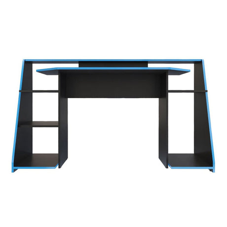 Escritorio Gamer Lax 150.2x88cm Wengue Azul Moderno - Escritorios | Bylmo