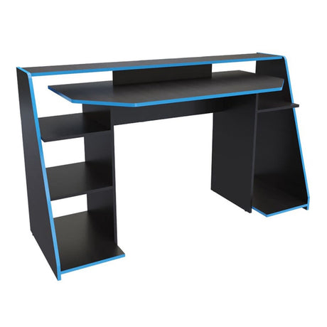 Escritorio Gamer Lax 150.2x88cm Wengue Azul Moderno - Escritorios | Bylmo