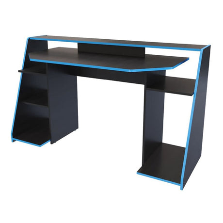 Escritorio Gamer Lax 150.2x88cm Wengue Azul Moderno - Escritorios | Bylmo