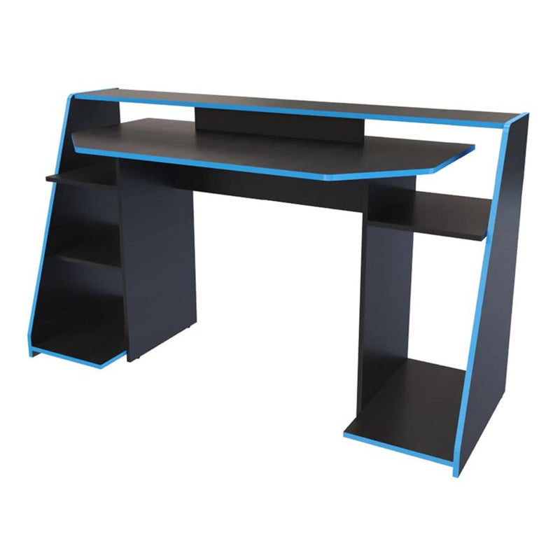 Escritorio Gamer Lax 150.2x88cm Wengue Azul Moderno