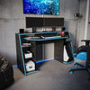 Escritorio Gamer Lax 150.2x88cm Wengue Azul Moderno