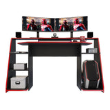 Escritorio Gamer Lax 150.2x88cm Wengue Rojo Moderno - Escritorios | Bylmo