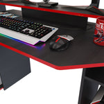 Escritorio Gamer Lax 150.2x88cm Wengue Rojo Moderno