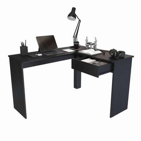Escritorio en L MDL 102.4X73cm Wengue con Un Cajón - Escritorios | Bylmo