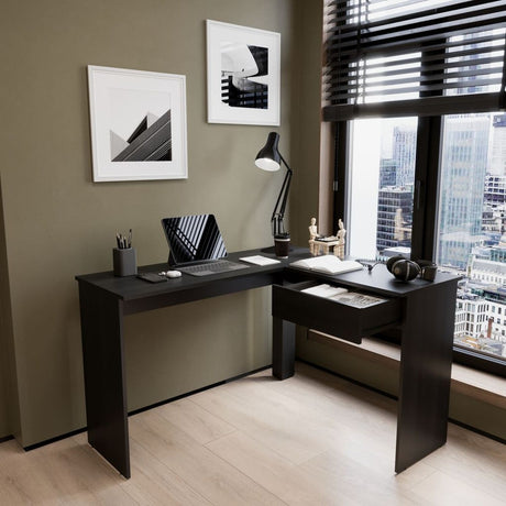 Escritorio en L MDL 102.4X73cm Wengue con Un Cajón - Escritorios | Bylmo