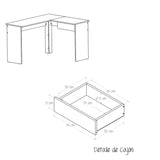 Escritorio en L MDL 102.4X73cm Wengue con Un Cajón - Escritorios | Bylmo