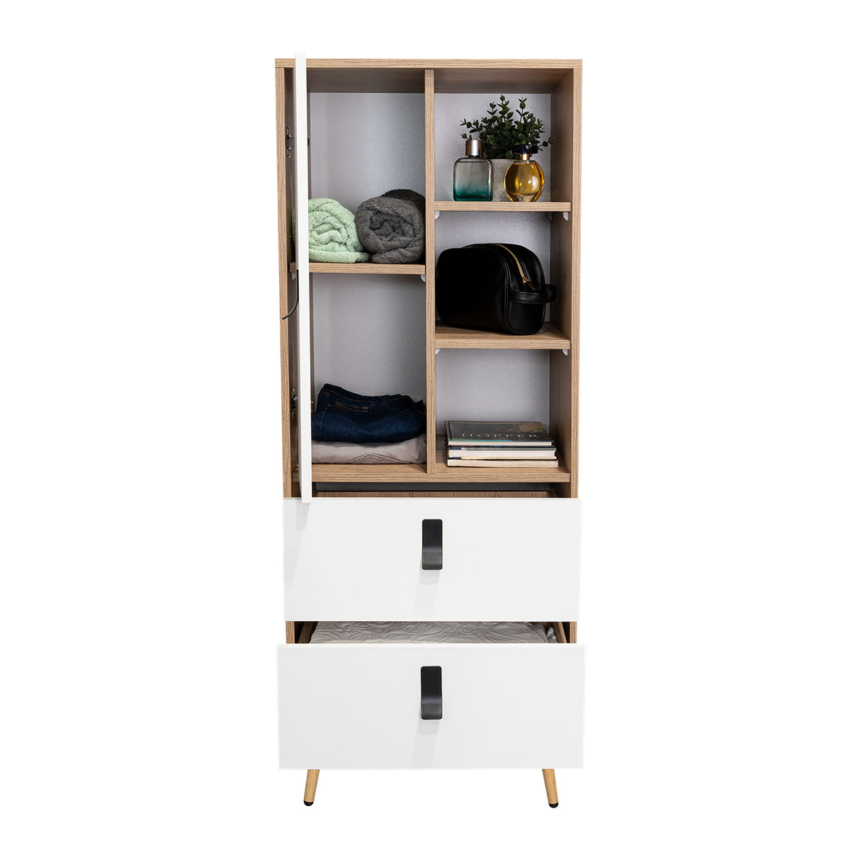 Cómoda Huna Macadamia 51x131cm con 3 Cajones Moderno - Cajoneras y Comodas | Bylmo