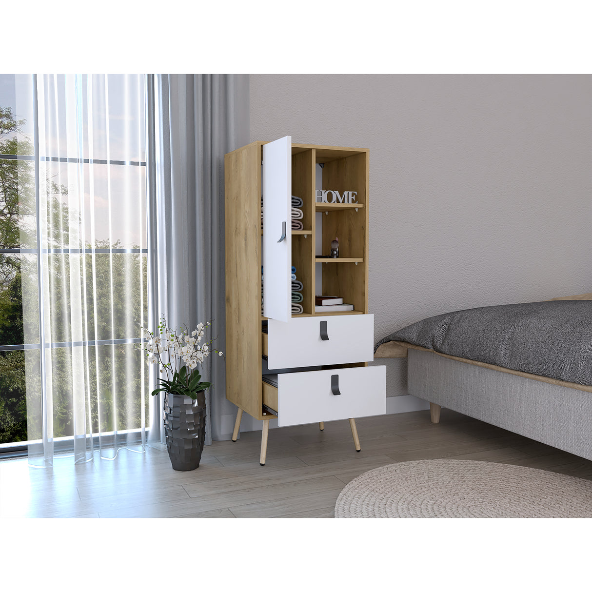 Cómoda Huna Macadamia 51x131cm con 3 Cajones Moderno - Cajoneras y Comodas | Bylmo