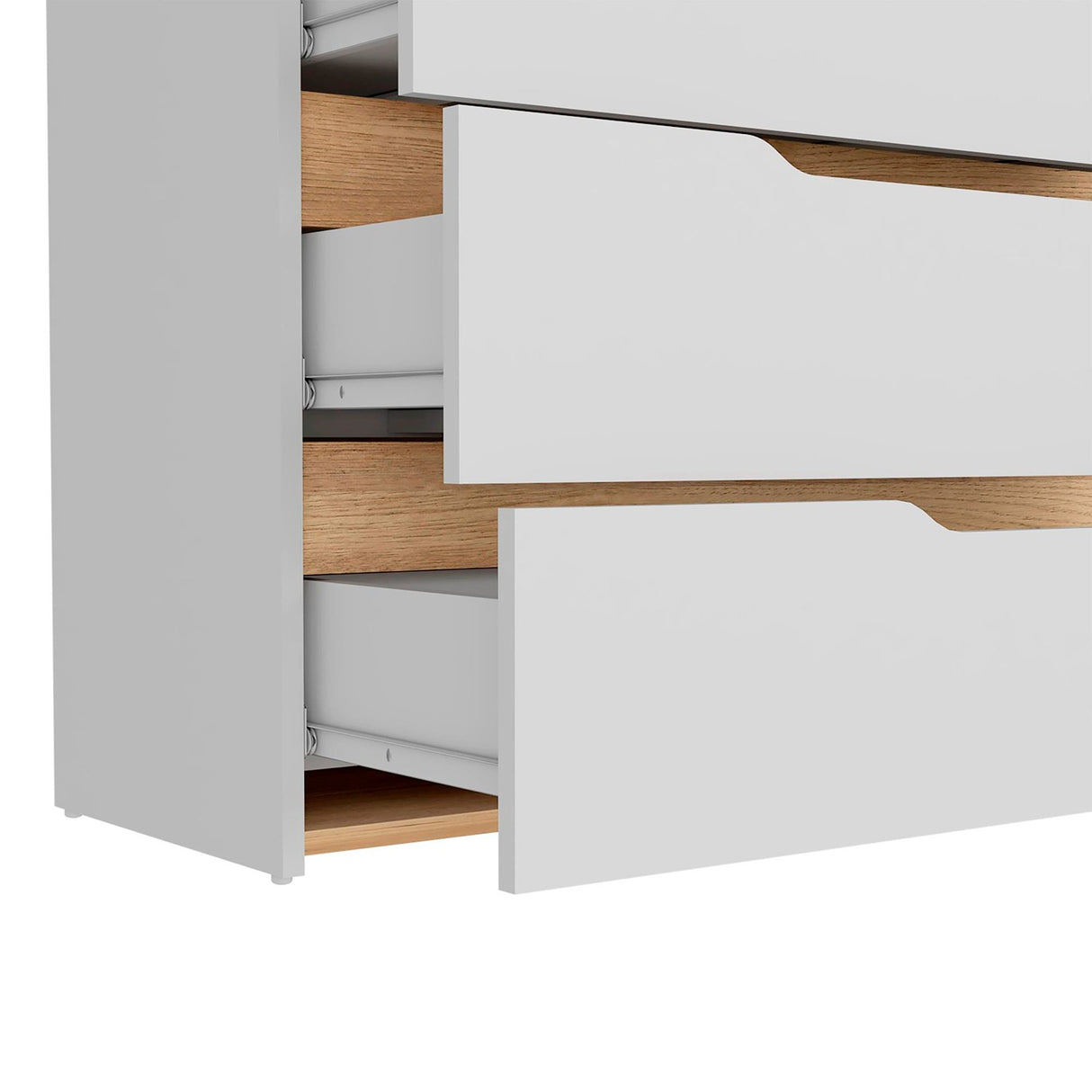 Cómoda Bi Color Blanco 80x89.1cm con 4 Cajones - Cajoneras y Comodas | Bylmo