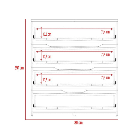 Cómoda Bi Color Blanco 80x89.1cm con 4 Cajones - Cajoneras y Comodas | Bylmo