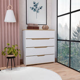 Cómoda Bi Color Blanco 80x89.1cm con 4 Cajones - Cajoneras y Comodas | Bylmo