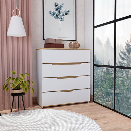 Cómoda Bi Color Blanco 80x89.1cm con 4 Cajones - Cajoneras y Comodas | Bylmo