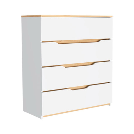 Cómoda Bi Color Blanco 80x89.1cm con 4 Cajones - Cajoneras y Comodas | Bylmo