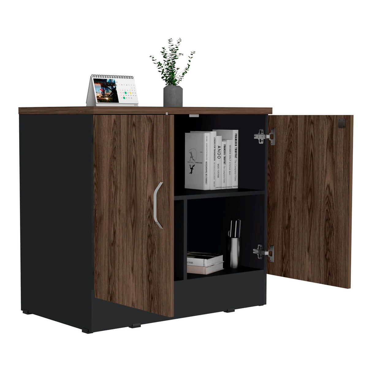 Cajonera Home Office Coñac 80x75cm con 2 Puertas y Cerradura. - Cajoneras y Comodas | Bylmo