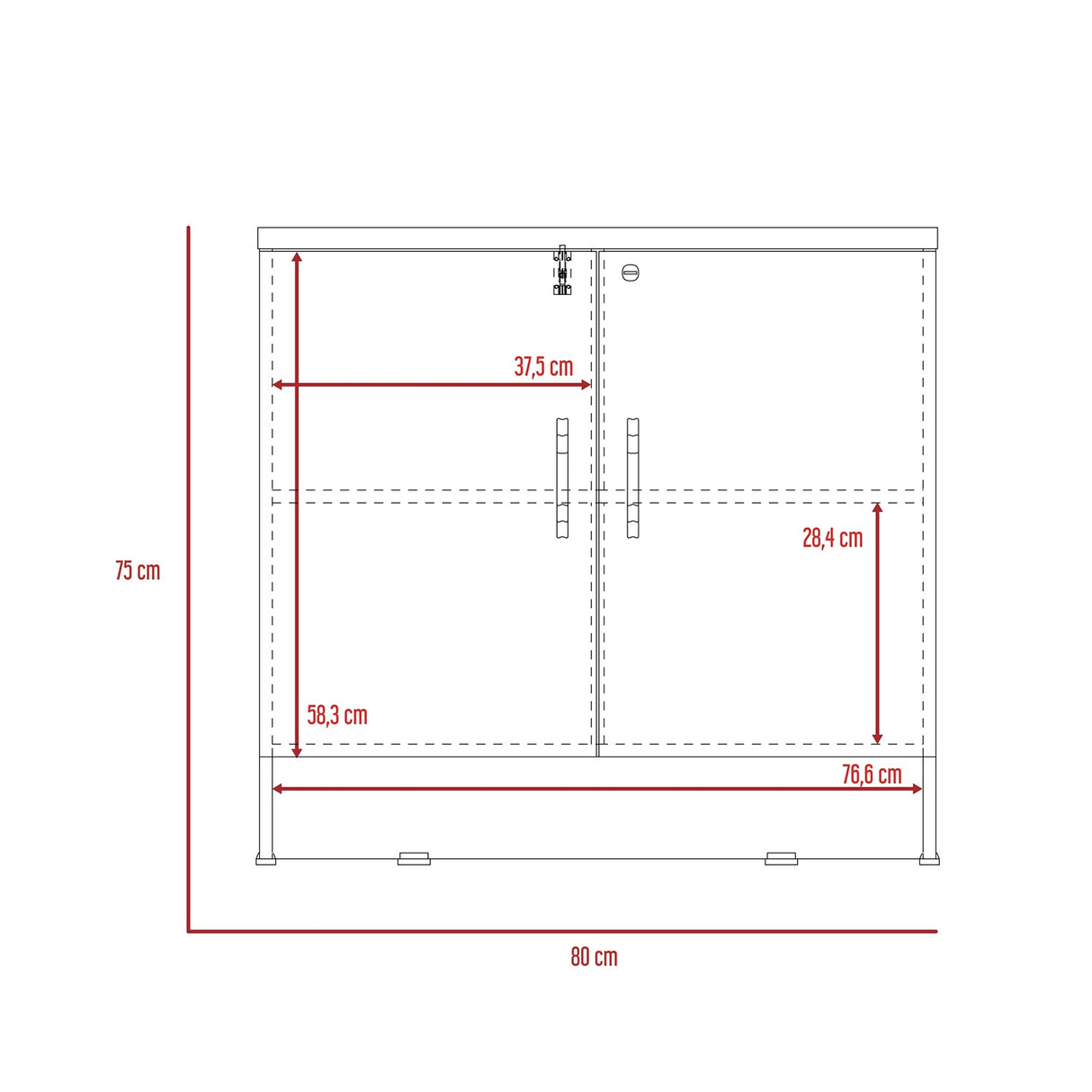 Cajonera Home Office Coñac 80x75cm con 2 Puertas y Cerradura. - Cajoneras y Comodas | Bylmo