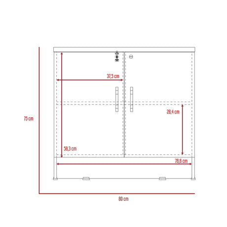 Cajonera Home Office Coñac 80x75cm con 2 Puertas y Cerradura. - Cajoneras y Comodas | Bylmo