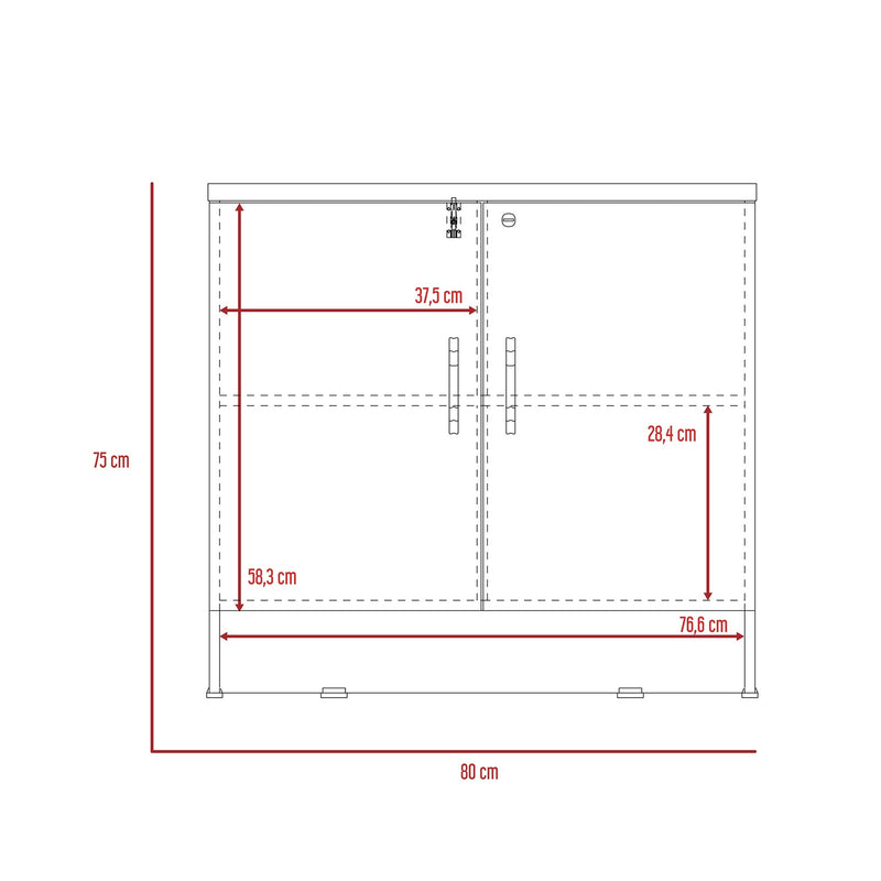 Cajonera Home Office Coñac 80x75cm Con 2 Puertas Y Cerradura.