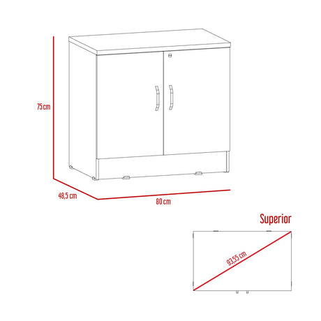 Cajonera Home Office Coñac 80x75cm con 2 Puertas y Cerradura. - Cajoneras y Comodas | Bylmo