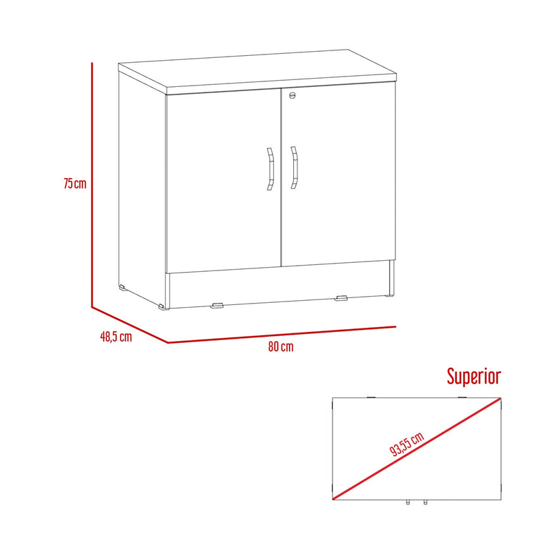 Cajonera Home Office Coñac 80x75cm Con 2 Puertas Y Cerradura.