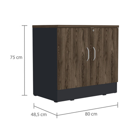 Cajonera Home Office Coñac 80x75cm con 2 Puertas y Cerradura. - Cajoneras y Comodas | Bylmo