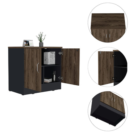 Cajonera Home Office Coñac 80x75cm con 2 Puertas y Cerradura. - Cajoneras y Comodas | Bylmo