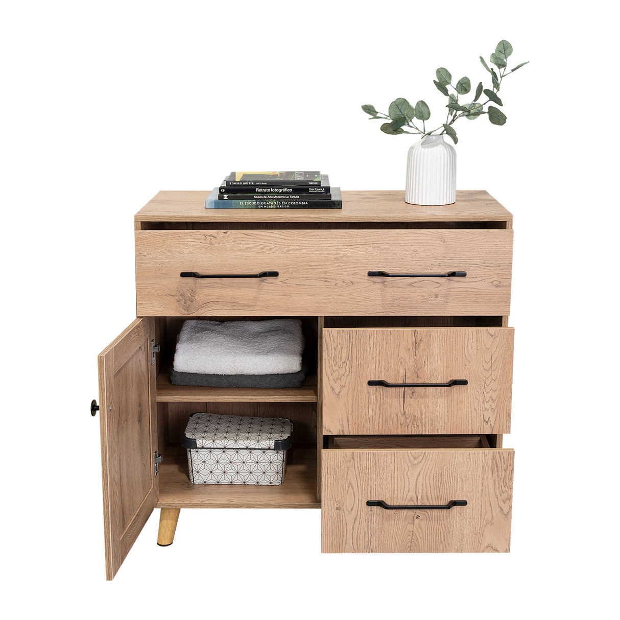 Cajonera Natura Moderna Madera 90x87cm con 3 Cajones - Cajoneras y Comodas | Bylmo