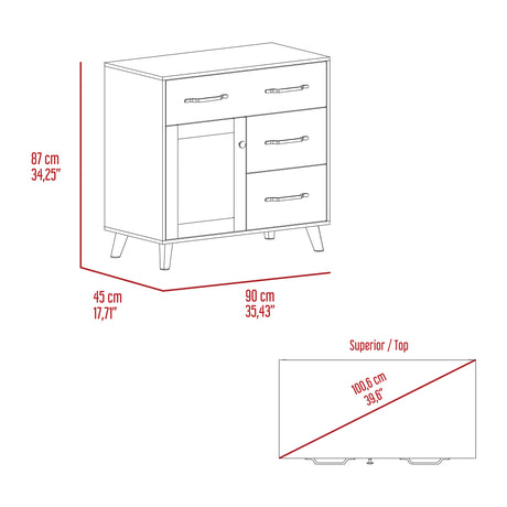 Cajonera Natura Moderna Madera 90x87cm con 3 Cajones - Cajoneras y Comodas | Bylmo