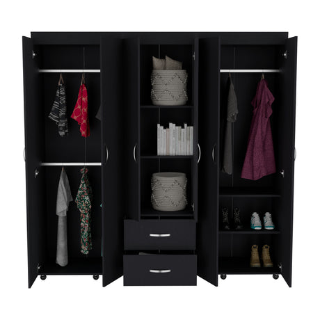 Closet Bariloche Wengue 200x200cm con Dos Cajones y Seis Puertas - CLOSETS | Bylmo