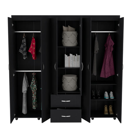 Closet Bariloche Wengue 200x200cm con Dos Cajones y Seis Puertas - CLOSETS | Bylmo