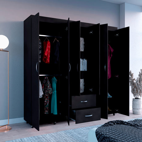 Closet Bariloche Wengue 200x200cm con Dos Cajones y Seis Puertas - CLOSETS | Bylmo
