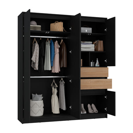 Armario Austin Wengue Moderno 170x200 cm con Tres Entrepaños y Cinco Puertas - CLOSETS | Bylmo