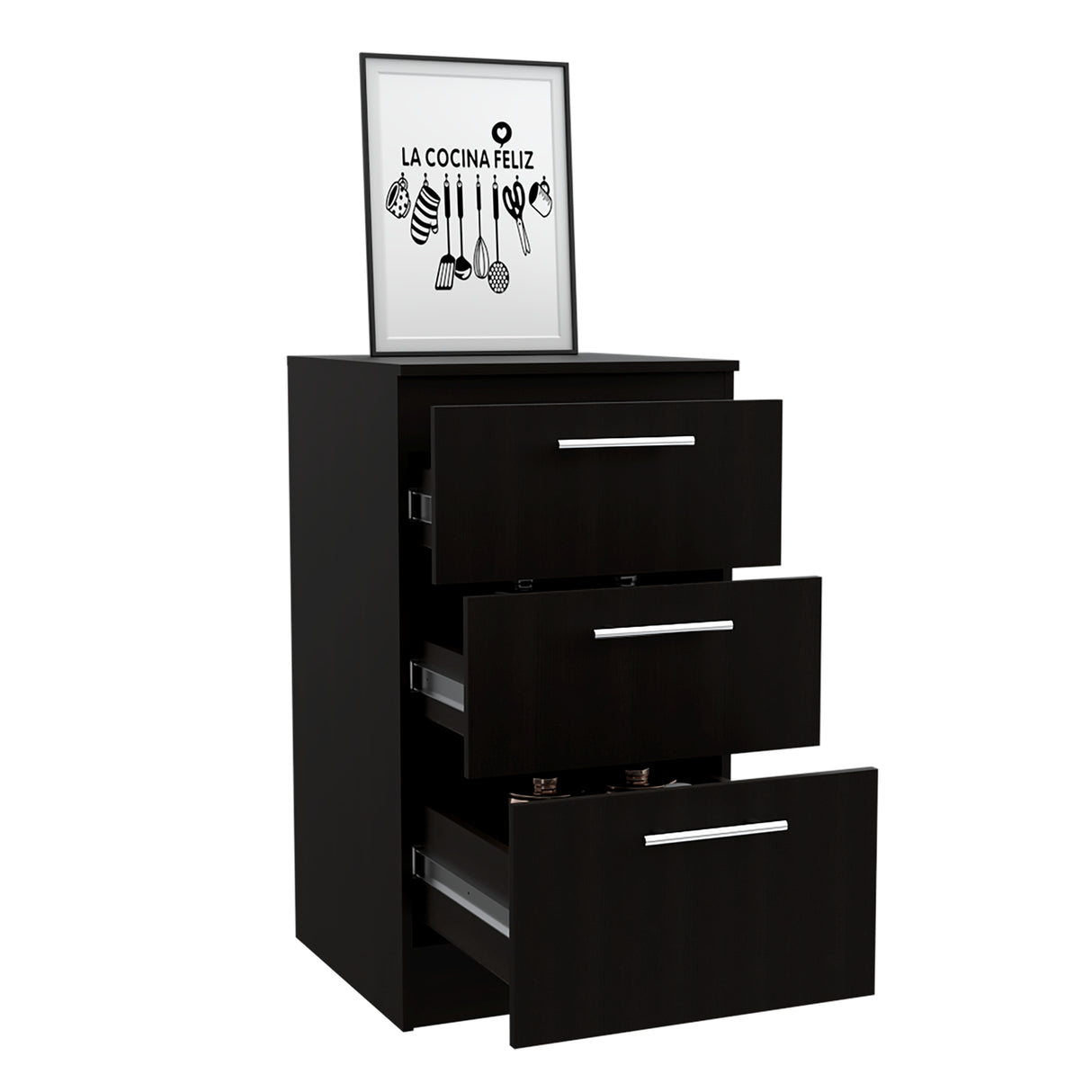 Mueble Auxiliar de Cocina Manchester 50x90cm Wengue con 3 Cajones - BARRAS Y MUEBLES AUXILIARES | Bylmo