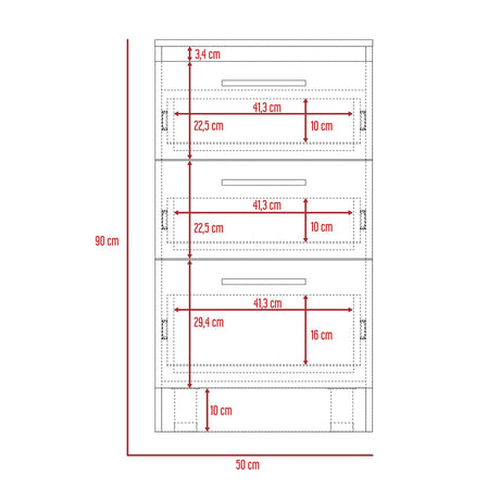 Mueble Auxiliar de Cocina Manchester 50x90cm Wengue con 3 Cajones - BARRAS Y MUEBLES AUXILIARES | Bylmo