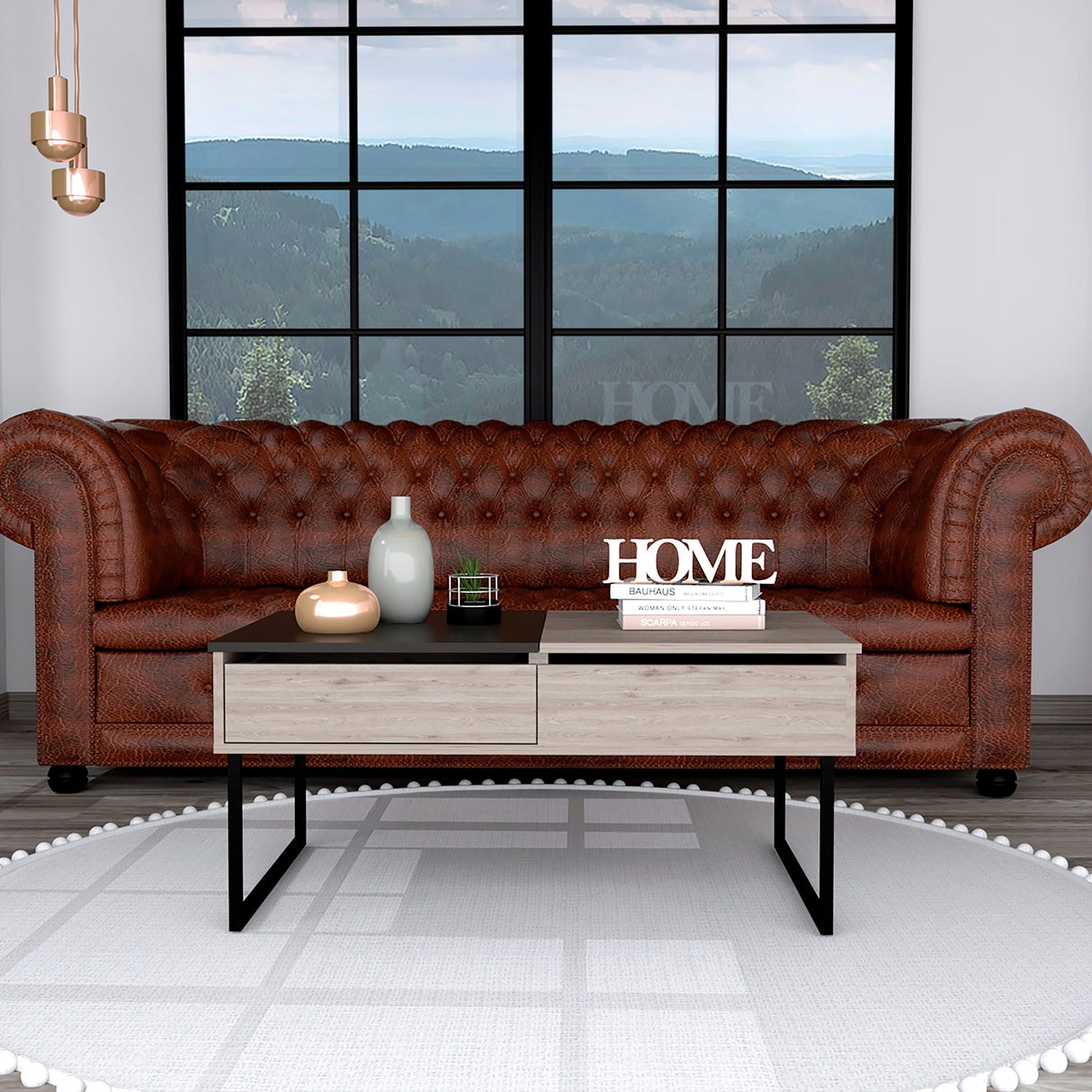 Mesa de Centro Extensible Funcentral Ceniza Wengue 101.5x45.7cm con Un Cajón - Mesas de Centro | Bylmo