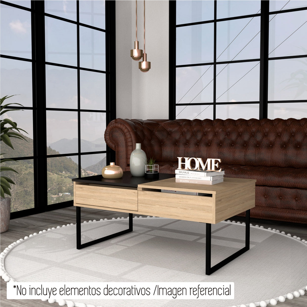 Mesa de Centro Extensible Funcentral Rovere Wengue 101.5x45.7cm con Un Cajón - Mesas de Centro | Bylmo
