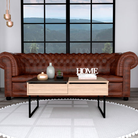 Mesa de Centro Extensible Funcentral Rovere Wengue 101.5x45.7cm con Un Cajón - Mesas de Centro | Bylmo