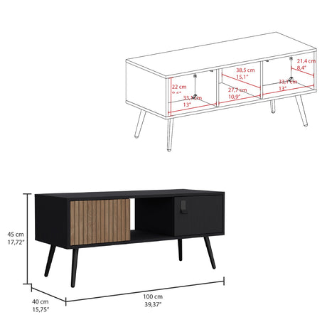 Mesa de Centro Funes Eco Wengue 120x45cm con Dos Cajones - Mesas de Centro | Bylmo