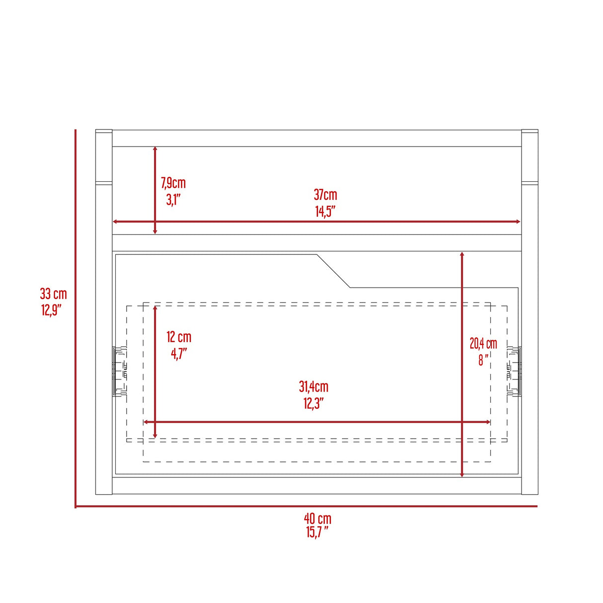 Mesa de Noche Busan 40x33cm Bellota Flotante con Un Cajón - Mesas de Noche | Bylmo