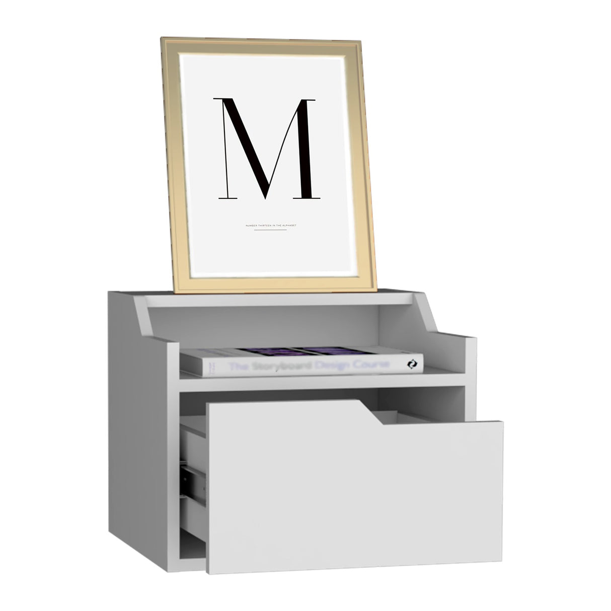 Mesa de Noche Busan 40x33cm Blanco Flotante con Un Cajón - Mesas de Noche | Bylmo