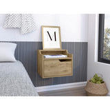 Mesa de Noche Busan 40x33cm Macadamia Flotante con Un Cajón - Mesas de Noche | Bylmo